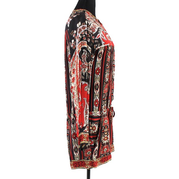 Isabel Marant Etoile Taylor Red Black Paisley Long Sleeve Romper 2 One Piece S - Picture 3 of 8